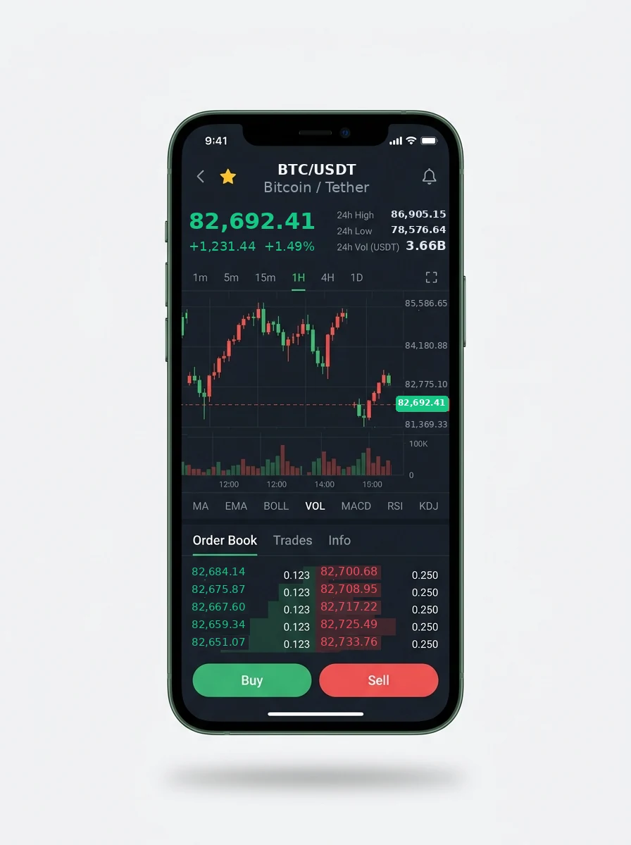 The same portfolio view on a phone screen